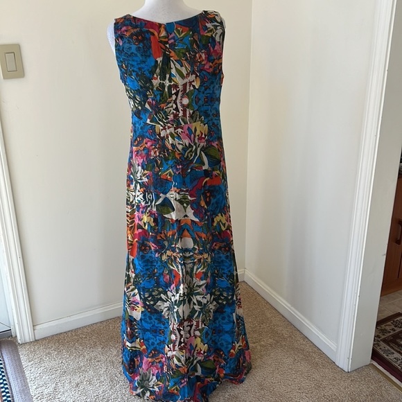 SURKANA Size L blue multi cotton maxi dress - Picture 4 of 8